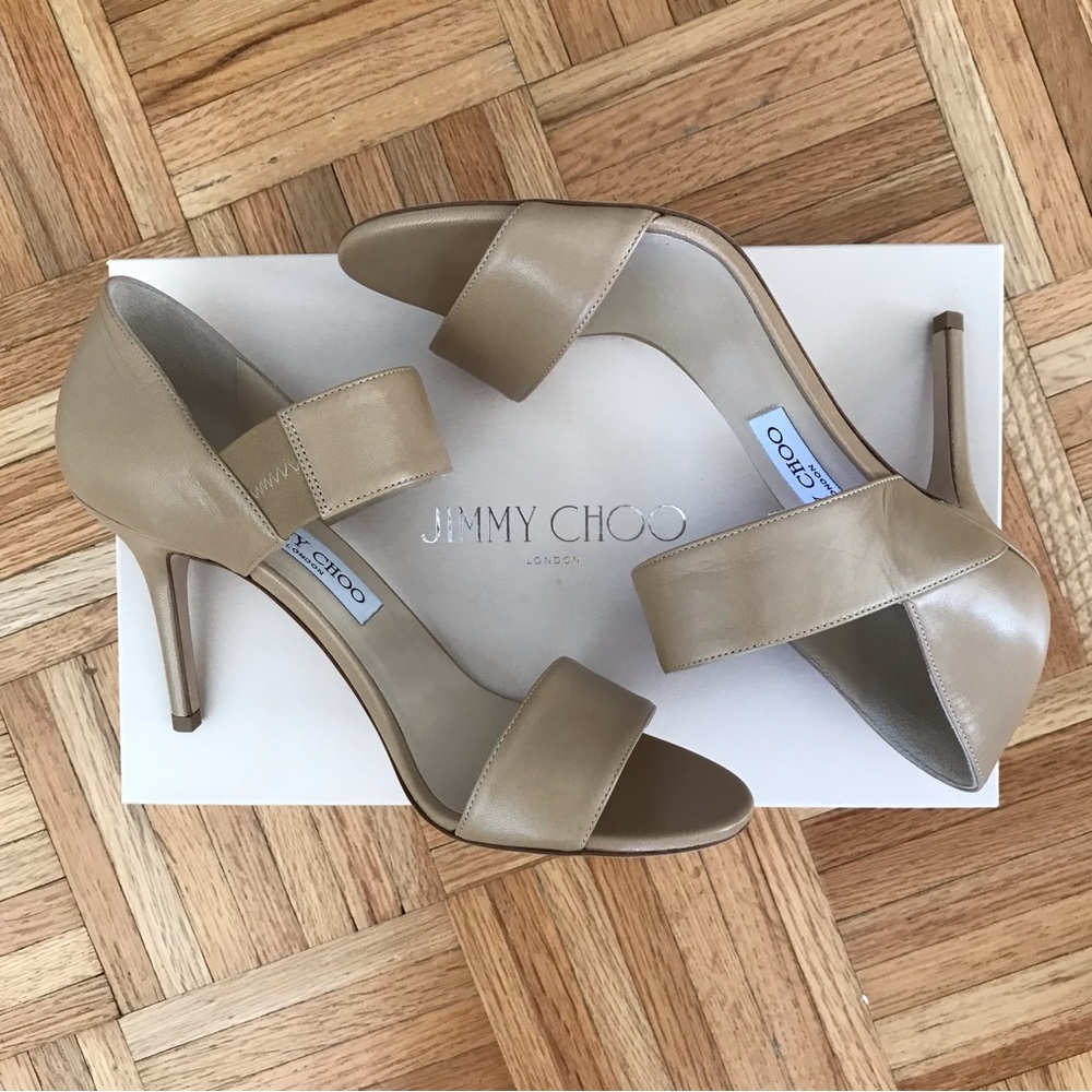 Jimmy Choo Tesoro Leather Band Sandal in Nude